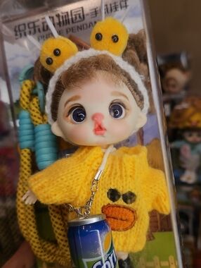 Yellow Knit Duck Sweater Doll with Cute Bee Headband